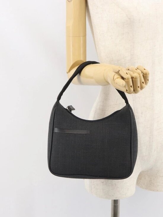 PRADA Sports Accessory Pouch Canvas Gray Auth gh1644